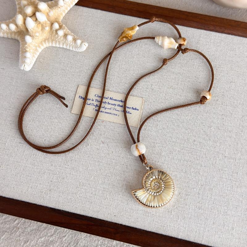 2026 Summer Bohemian Sea Star Shell Beads Pendant Long Rope Necklace For Women Trendy Beach Seaside Vacation Jewelry Accessories