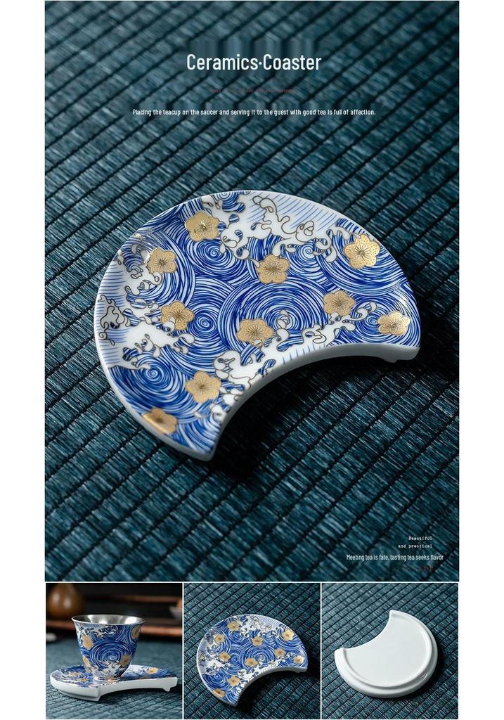 Silver-Plated Ceramic Kung Fu Tea Set: Complete Home Gift Box with Tea Cups and Pot