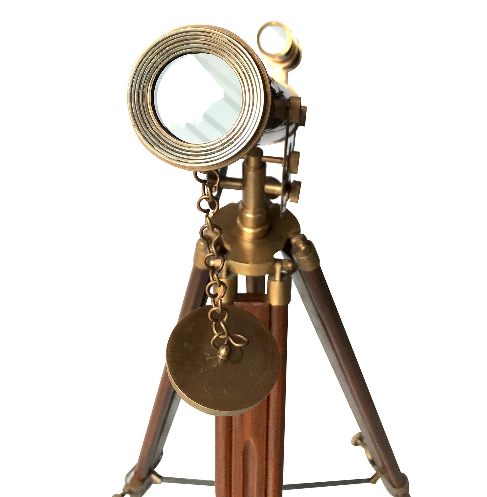 Victorian Marine Brass Floor Standing Telescope Adjustable Antique Navy Spyglass Vintage Home Decor