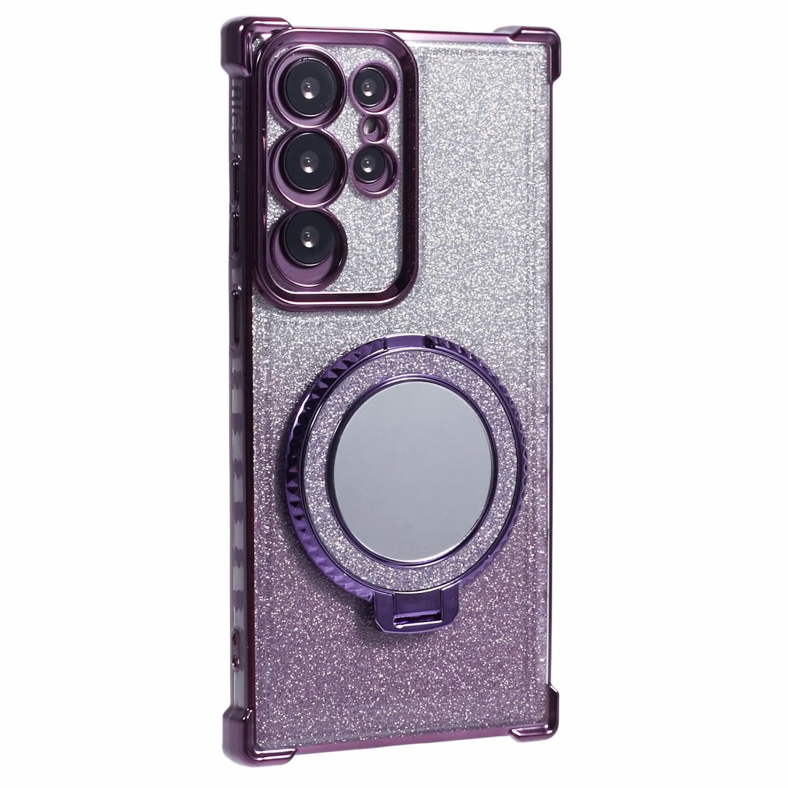 

For Samsung Galaxy S23 Ultra Kickstand Case Glitter Gradient TPU Phone Cover Dark Purple