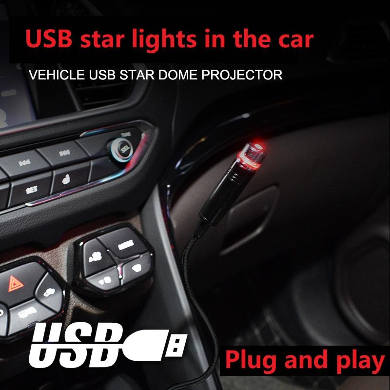 Romantic LED Car Roof Star Night Light Projector Atmosphere Galaxy Lamp USB Decorative Lamp Adjustable Car Interior Decor Light