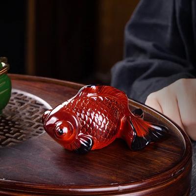 Animal de Estimação de Chá Cerâmico Criativo Mudança de Cor Conjunto Peixinho Dourado Ornamento Bandeja de Chá Acessórios de Mesa de Chá Suportáveis Utensílios de Chá