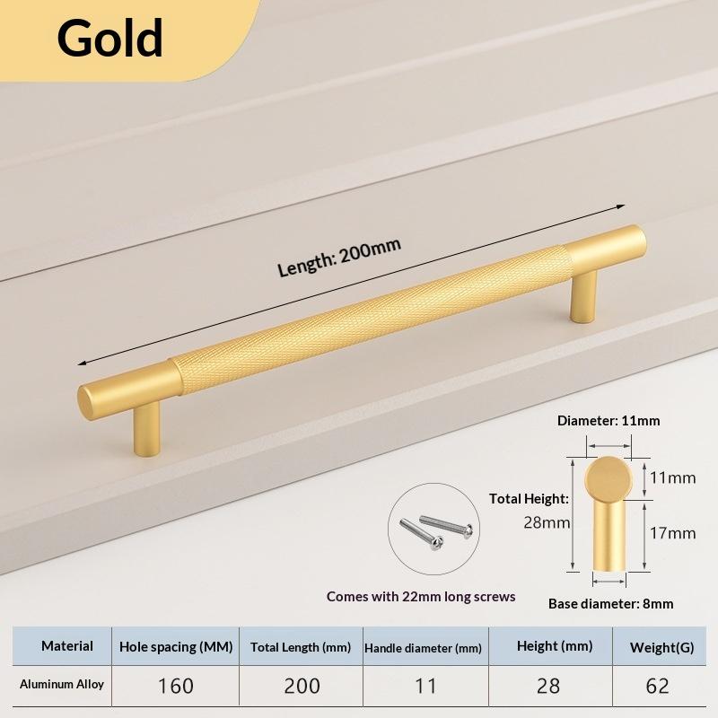 Nordic Wardrobe Handles–Gold Copper & Black Drawer Knobs Extended American-Style Aluminum Alloy Cabinet Pulls Furniture Hardware