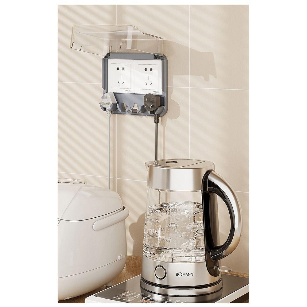 Punch-free Socket Dust Cover with Storage Rack Kitchen Plug Storage Cartoon Waterproof Box