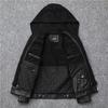 Top Layer Cowhide Genuine Leather Leather Jacket for Men Slim Lapels That Can Be Taken Off with Hooded Motorcycle Jacket