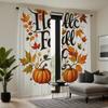 2er Set HD Thanksgiving Gelber Kürbis und Ahornblatt Dekovorhang Weißes Band Digital bedruckter Vorhang Wohnkultur Stil