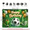 1pc 2D Flat Soccer Theme Birthday Party Banner Green Gold Holiday Decor Backdrop For Garden Patio Indoor Outdoor Party Celebration Photo