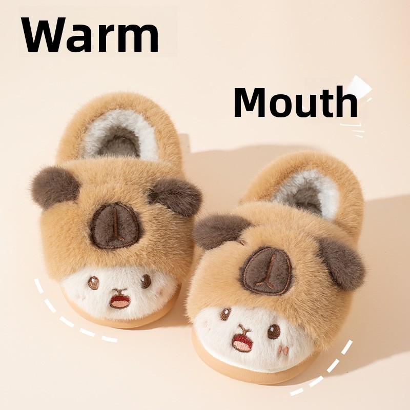 Children's Cotton Slippers In Winter Cartoon Cute Girl Plush Three-dimensional Rabbit, Children's Kindergarten Bag and Slippers