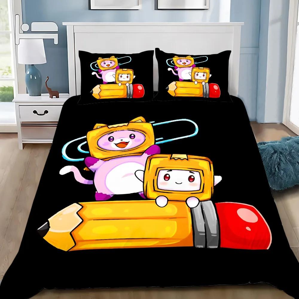 Exquisite 3D Lankyboxe Wallpaper Foxy Boxy Printing Bedding Set Duvet Cover Comforter Bed Adult Youth Girl Boy Gift