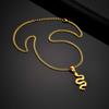 Colar Pingente de Cobra em Aço Inoxidável Personalizado para Mulheres, Pingente de Animal Cor Preto/Prata/Dourado, Joia Punk da Moda