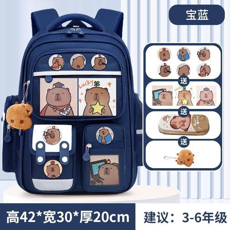 School Bag Elementary School Students, Grades 12 and 6 Boys and Girls Cartoon Spine Protection and Burden Reduction Year-old Children's Backpack