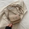 Simple Solid Color Bow Decoration Women Shoulder Bag For Daily Casual