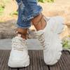 Mode Atmungsaktive Mesh Schnür-Sneakers Damen 2025 Herbst Runde Zehen Dicke Sohle Sneakers Komfort Weiche Sohle Rutschfest Laufschuhe