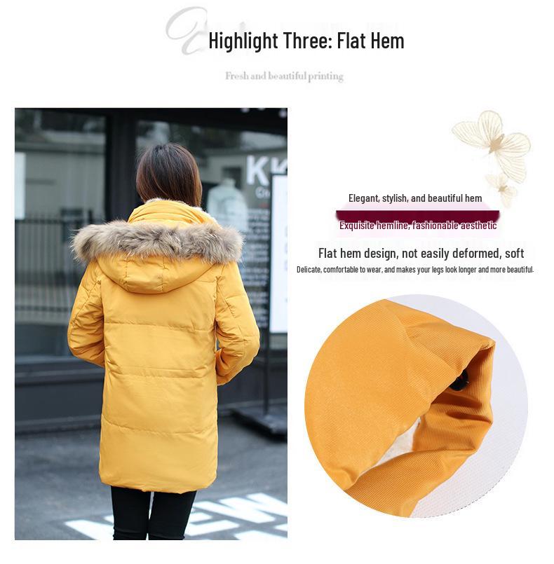 Mittellange Daunenjacke für Damen mit Pelzkragen - Winterkollektion