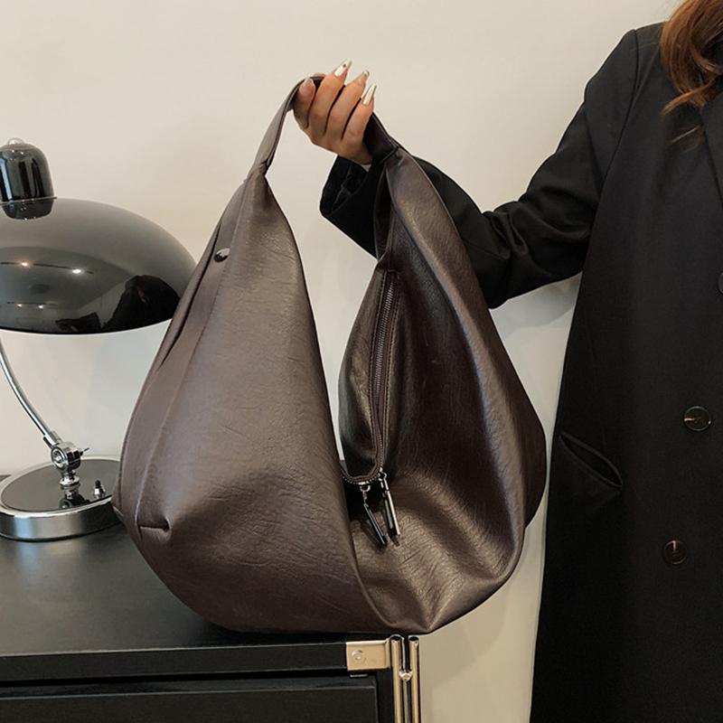 Big Black Shoulder Bags for Women Large Hobo Shopper Bag Solid Color Quality PU Leather Crossbody Handbag Lady Travel Tote Bag
