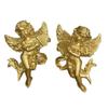 2 Piece Resin Golden Winged Angel Sculpture Hanging Ornaments Adornment For Wall Display Housewarmings And Holiday Gift