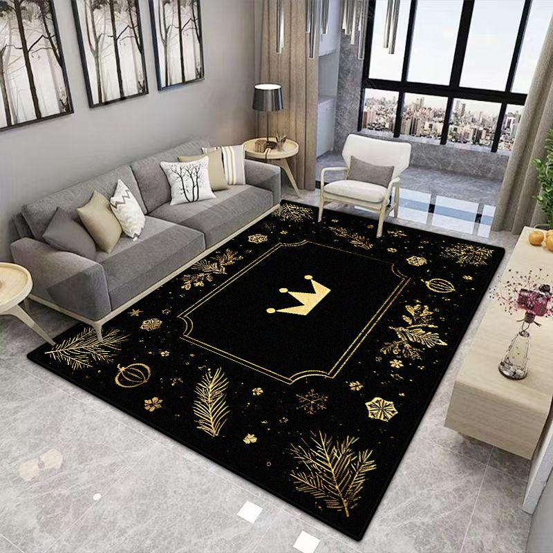 Black Gold Christmas CARPET FOR LIVE ROOM Luxury Home Decoration Large Area Rugs Washable Antiskid Lounge Floor Mats Bedside
