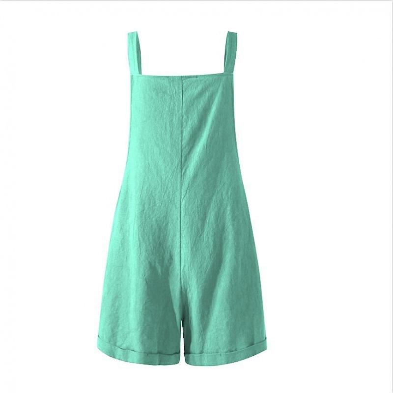 

Casual Shorts Made Of Cotton And Linen Solid Color With Suspenders And Button Pockets Women S Clothing 5XL синій