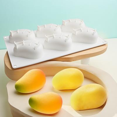1 pezzo Stampo per Torta in Silicone a Forma di Mango con Centro Vuoto a 6 Sezioni e Bordi Lisci - Stampo da Forno Riutilizzabile per Mousse, Cioccolato, Chiffon, Formaggio Fatto in Casa