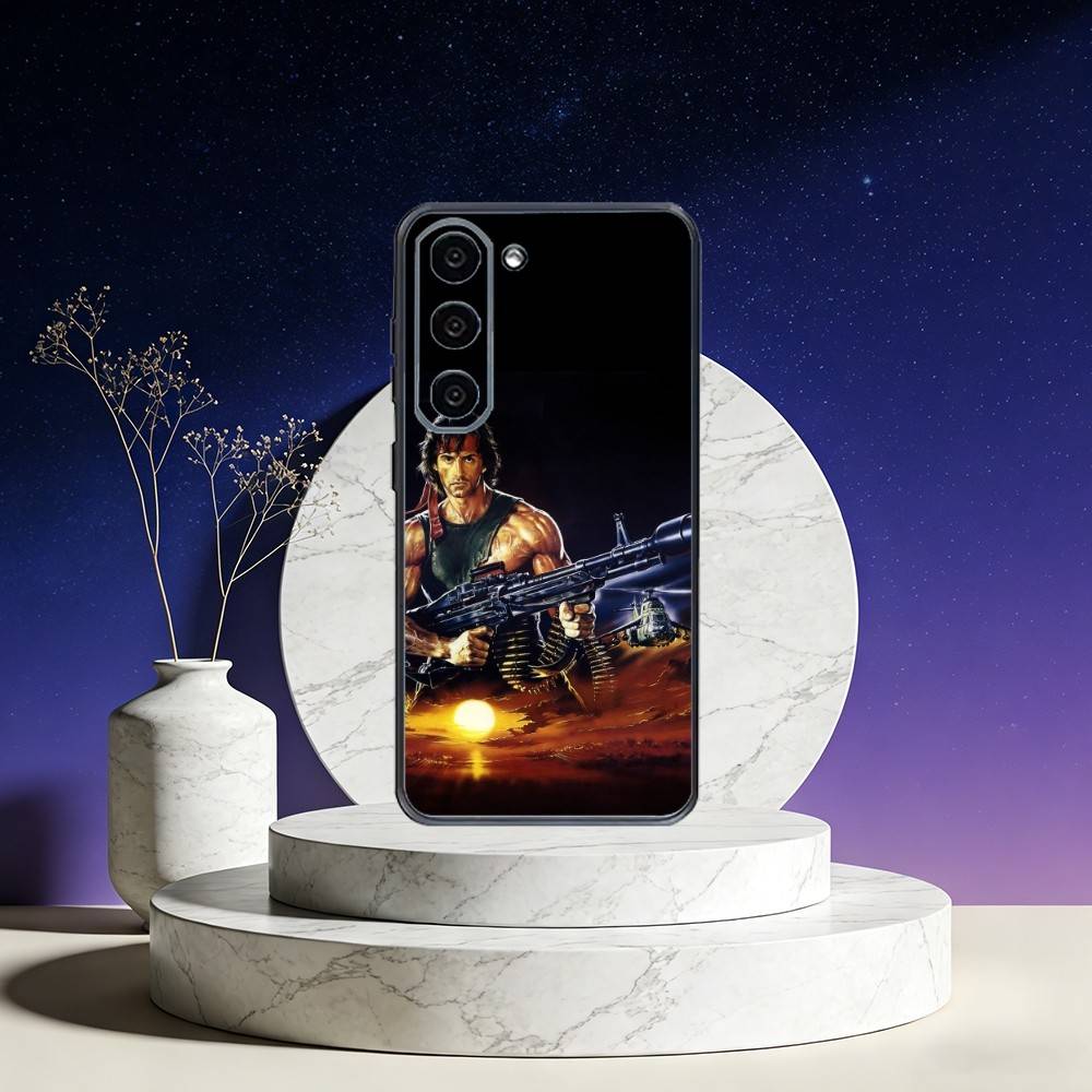 J-John Rambo Cool Phone Case For Samsung Galaxy A73,A72,A71,A70,A53,A52,A51,Others Soft Black Cover