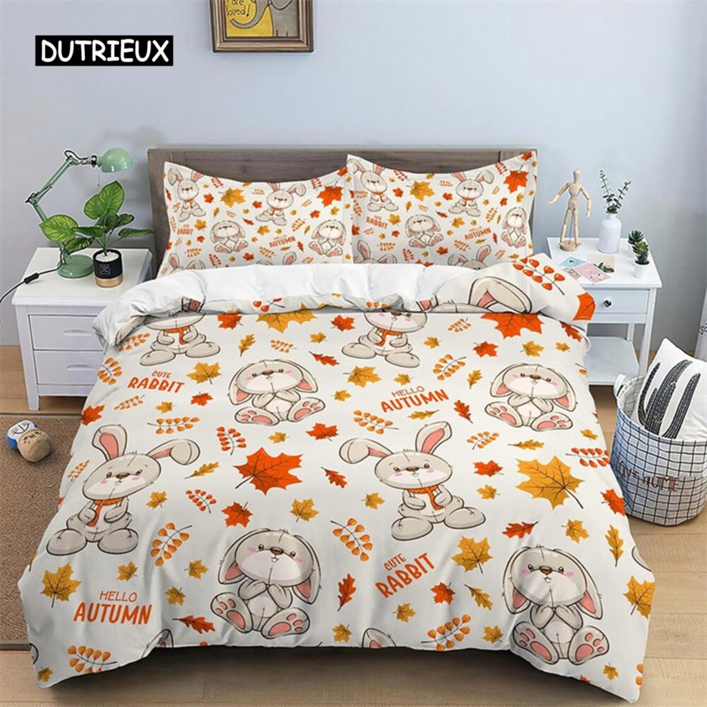 Cartoon Animal Duvet Cover Santa Claus Bedding Set Microfiber Pumpkin Car Quilt Cover King Full Size Christmas Halloween Decor
