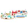 113PCS Wooden Train Set, for Kids Ages 3-8, Wood Train Track Toy with Storage Box, City Scene Railway Playset, Compatible with Major Brands, Christmas
