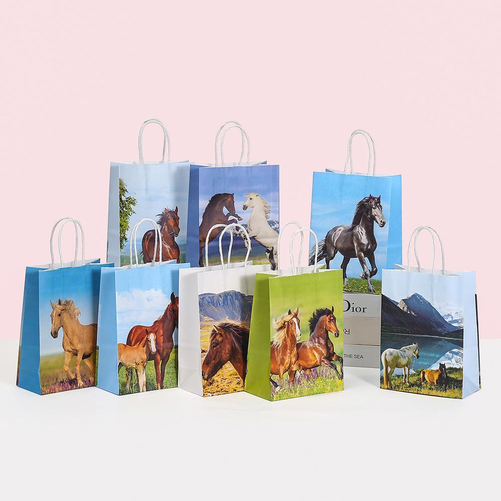

StoBag, The Debry Festival Horse-Themed Design Paper Gift Tote Bags, Reusable Packaging, 12/30Pcs 30pcs&15x8x21cm