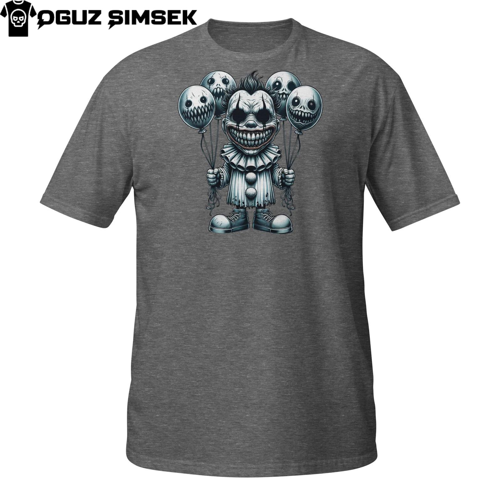 Evil Clown T-Shirt Mens Womens Tees Top | Creepy Grinning Jester with Balloons | Horror Circus Tee S