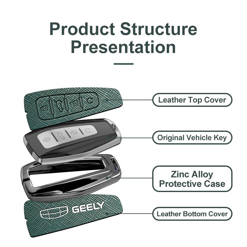 Zinc Alloy Leather Car Key Case For Geely Emgrand 7 Gx3 Atlas Gs Nl3 Emgrand 7 Ex7 Gt Gc9 Key Fob Car Key Cover Accessories