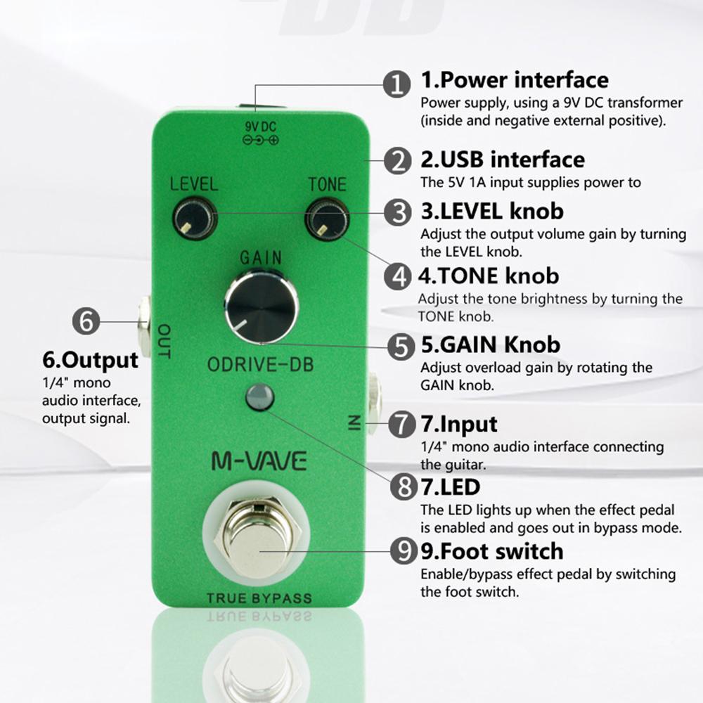 M-VAVE ODRIVE-DB Guitar Effect Pedal Analog Overdrive Guitar Pedal Overdrive Guitar Effect Pedal Processors True Bypass