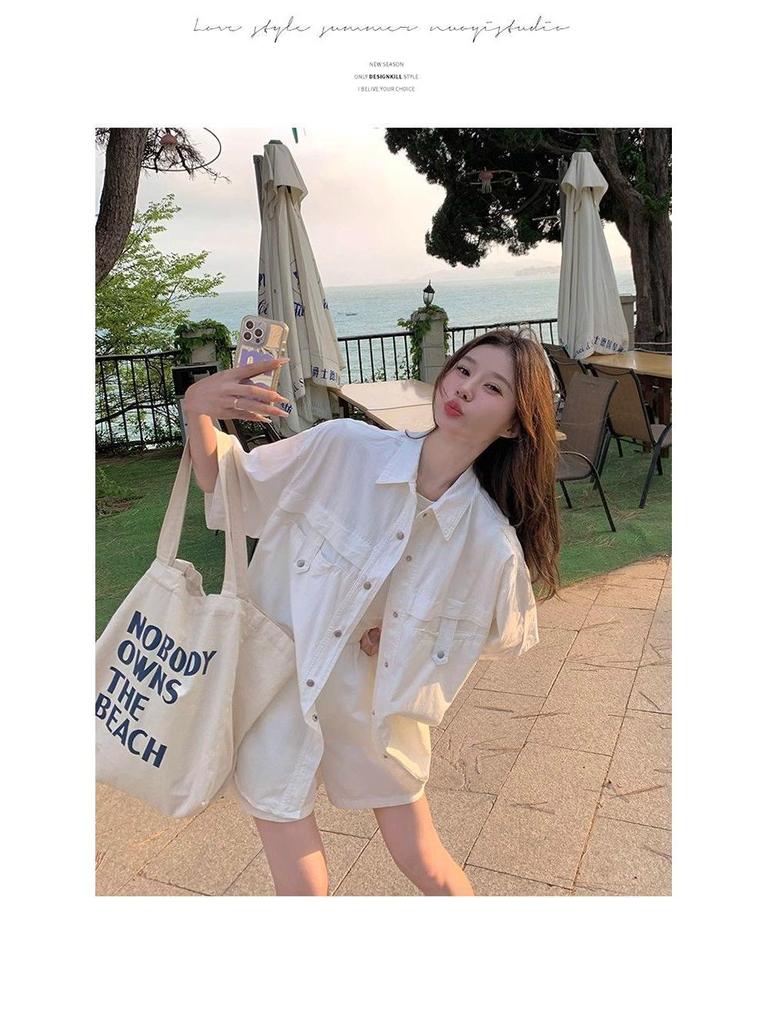 Korean Style Casual Short-Sleeve Shirt and Shorts Two-Piece Set - Slimming Summer Petite Fit
