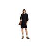 ELLE Elegant Black Dress With Draping Effect And Slimming Fit Long Sleeve Women Dresses EL35992
