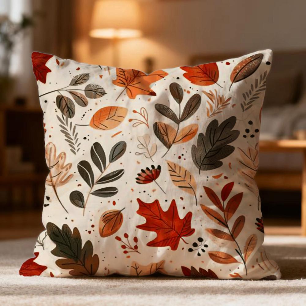 Hot Maple Leaf Vintage Print Cushion Cover Soft Washable Pillow Case Multi-Scene for Couch Bed Travel Office Use
