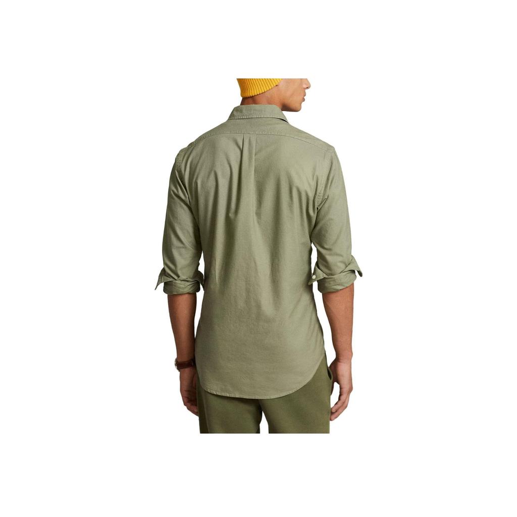 Polo Ralph Lauren Ss23 Solid Color Logo Embroidered Single-Breasted Long Sleeve Shirt Men shirts Green 710847235-034