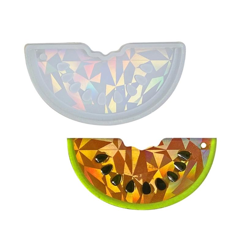 Holographic Watermelon Mold Pendant Silicone Mold DIY Shiny Watermelon Shape Keychain Crystal Epoxy Resin Mold Decor