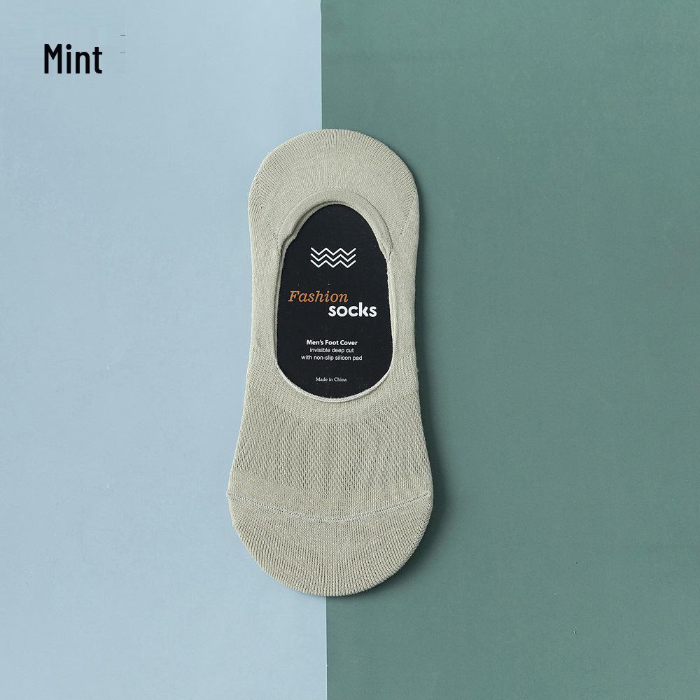 Men's Summer Cotton Mesh Sole Low-Cut Invisible Boat Socks