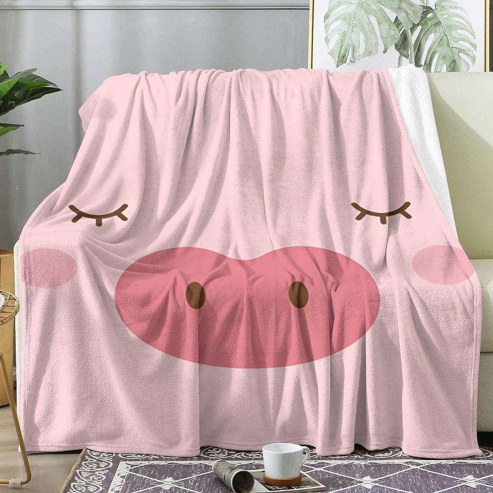 Pensive Piggy Throw Soft Flannel Throw Summer AC Blanket Lightweight Cool Nap Blanket for Sofa Bed Couch Travel