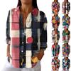 Women's Fashion Seven Sleeve Casual Lapel Back Tie Shirt Printed T-Shirt Top