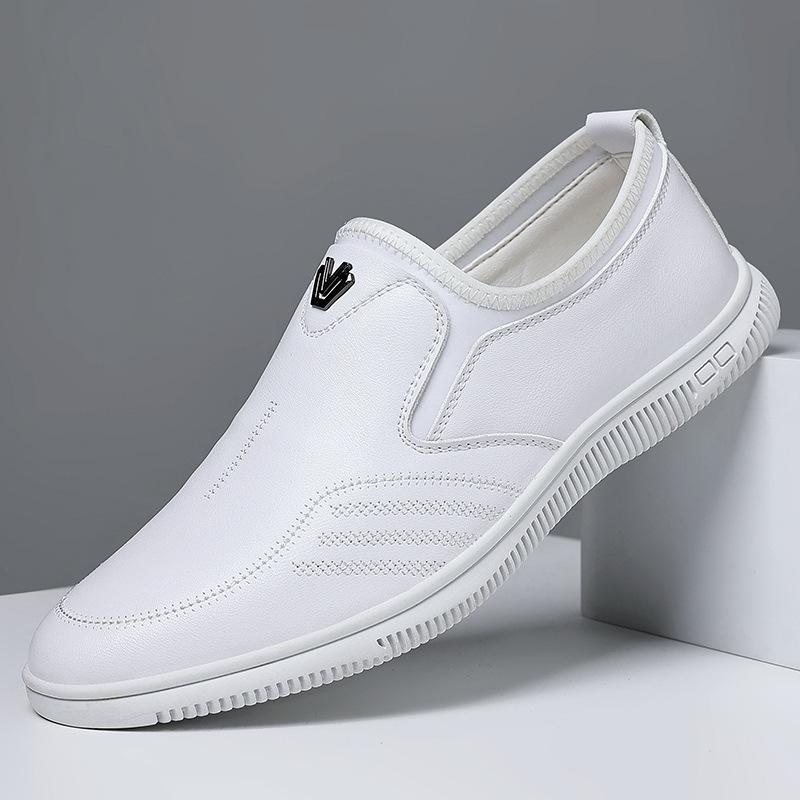 Casual shoes men's summer breathable business versatile soft-soled leather shoes one pedal soft-soled dad shoes comfortable driving men's shoes