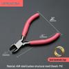 Pink DIY Multifunctional Jewelry Pliers Set: 5" Needle-Nose, Round-Nose, and Angled Pliers. Ideal for crafting and detailed work.