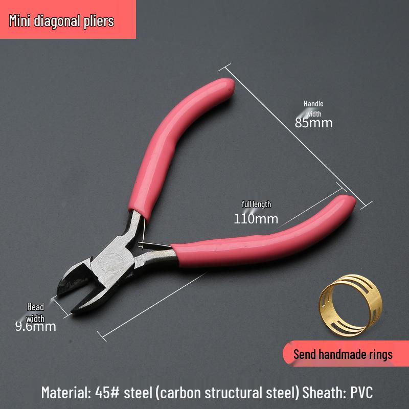 Pink DIY Multifunctional Jewelry Pliers Set: 5" Needle-Nose, Round-Nose, and Angled Pliers. Ideal for crafting and detailed work.