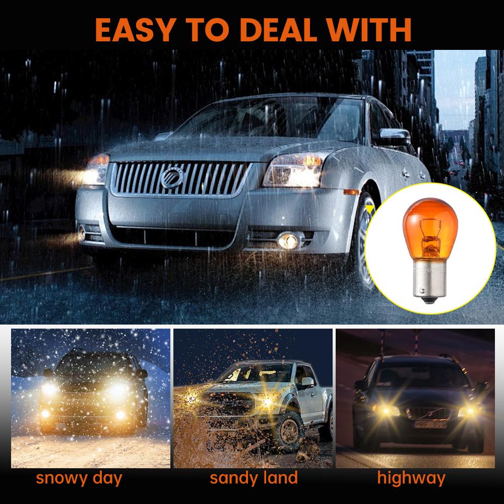 5/10pcs Car Indicator Light Brake Reverse Lamp Parking Light LED Bulbs 1156 BAU15S PY21W 12V Amber Yellow Halogen Lamp DC
