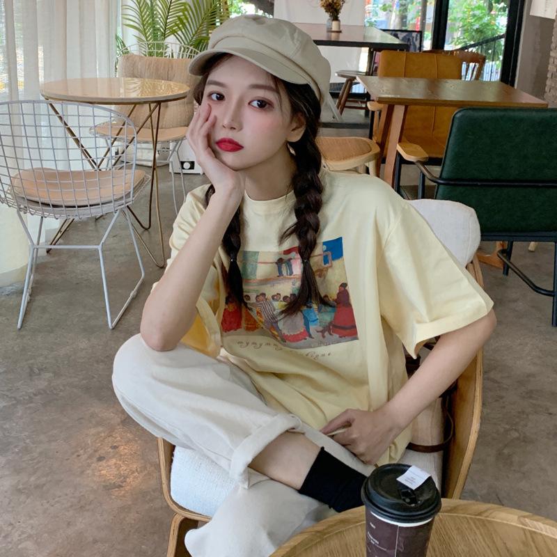 vintage funny cartoon print high street white short sleeved t-shirts for women's summer casual oversized t shirt harajuku streetwear tshirt y2k tops