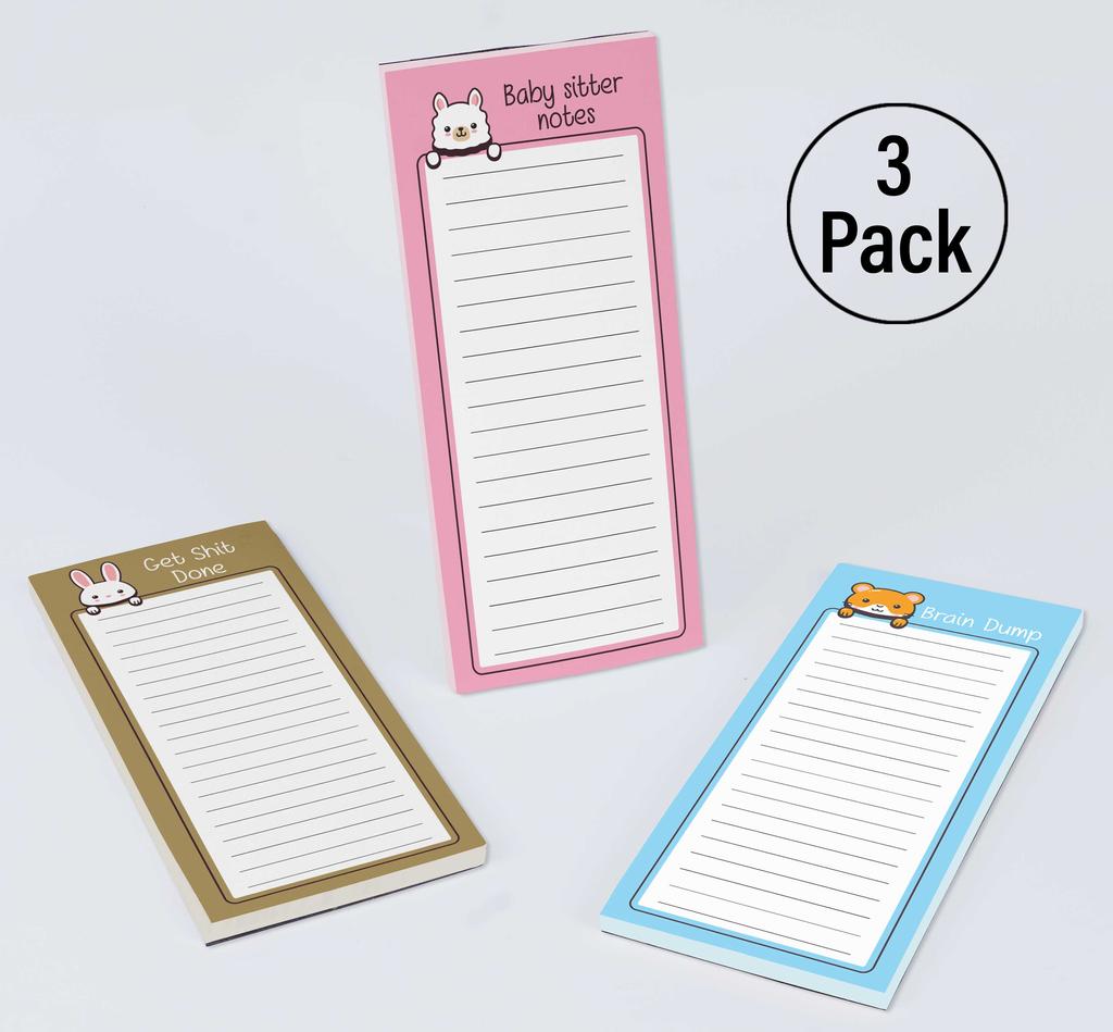 Inkdotpot Pakke med 3 magnetiske notisblokker for gjøremålsliste til kjøleskap - Magnetiske notisblokker for kjøleskap-  (50 ark