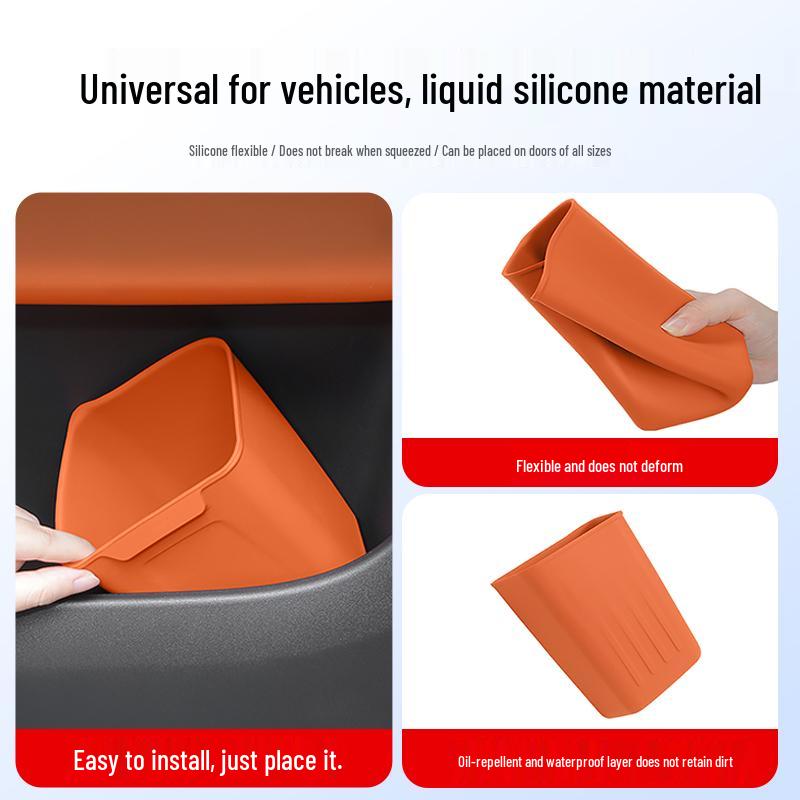 Silicone Car Trash & Umbrella Holder for Front/Rear Doors & Seats - Waterproof Storage