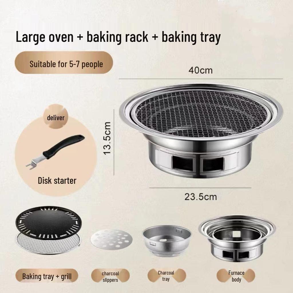 Grătar Hibachi Rotund cu Cărbuni Coreeni pentru Grătar Acasă