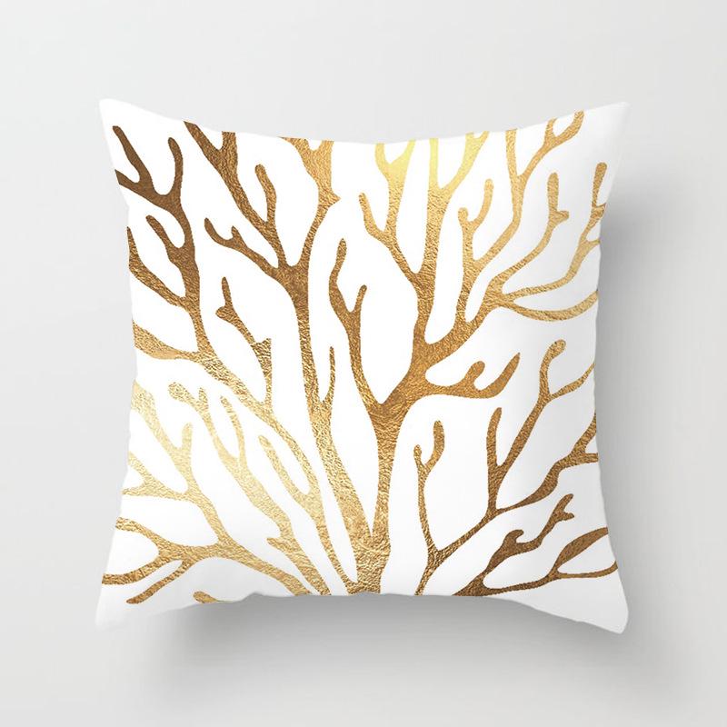 Sofa Pillow Cover, Cushion Cover, Nordic Home Textile Fabrics, Simple Golden Digital Printing