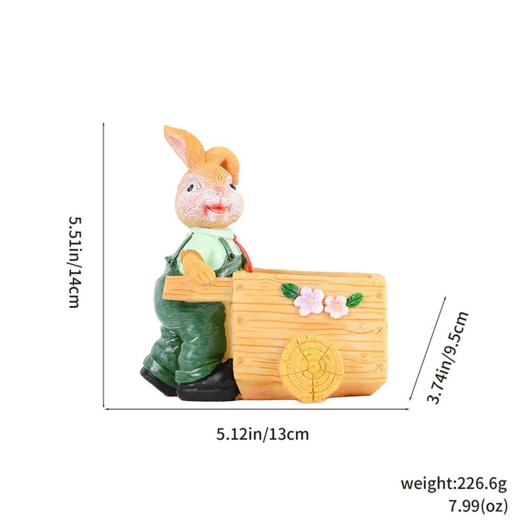 Easter Rabbit Decor Planter Cartoon Bunny Resin Handicraft Succulent Flower Pot Craft Decoration For Shelf Balcony Bedroom