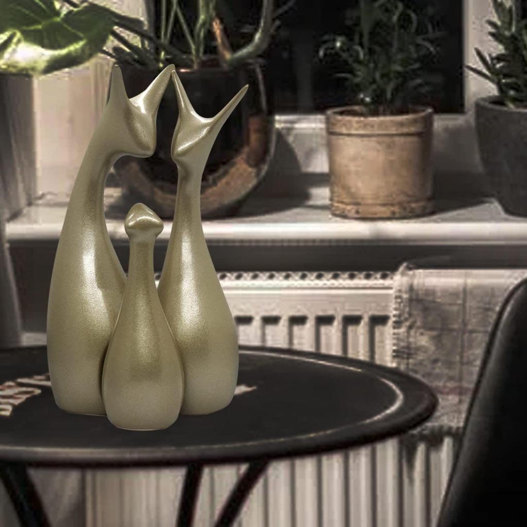 Metallic Laurel Green Home Decor Lucky Deer Family Figurine (Set of 3, Laurel Green)