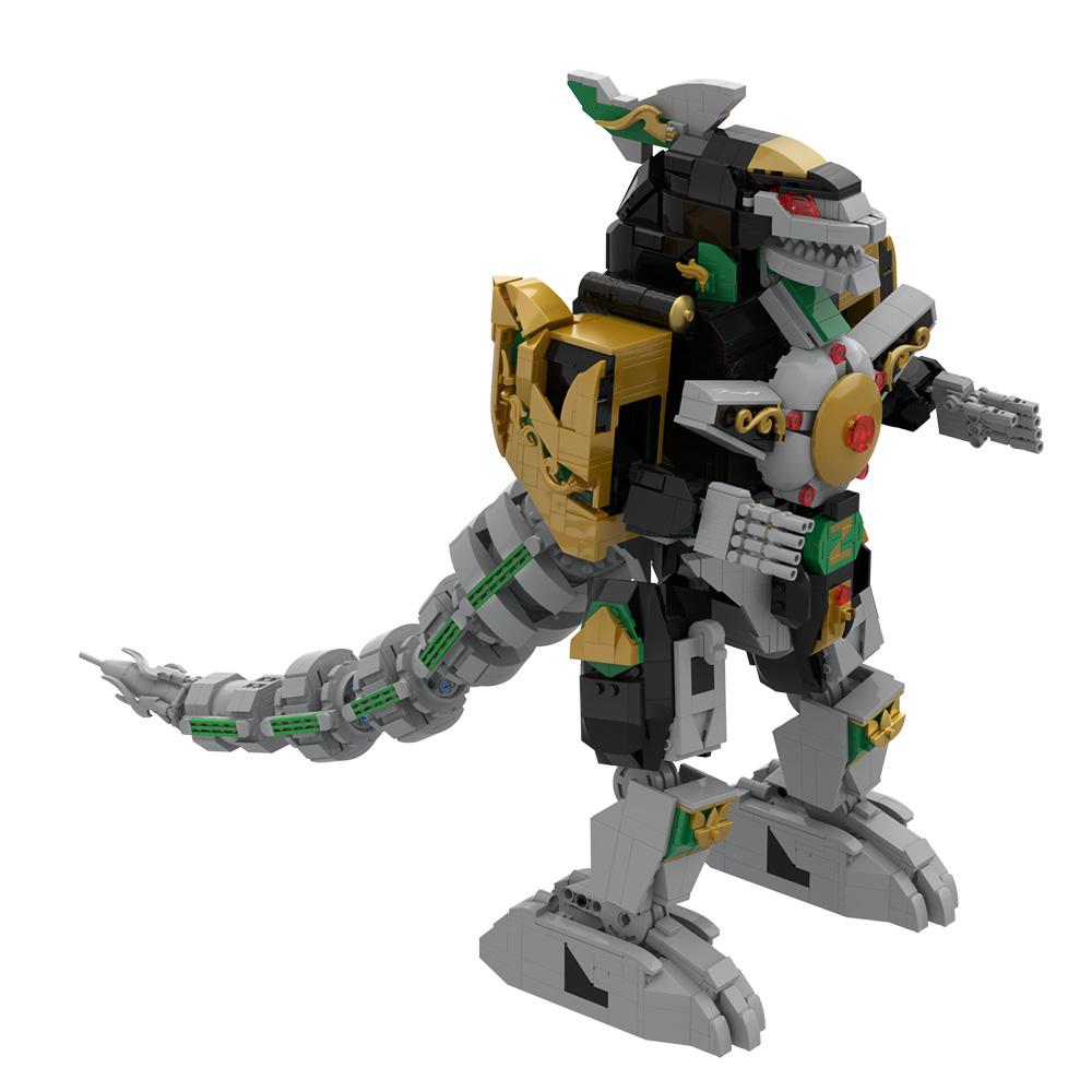 MOC Dragonzord Building Blocks Green Warrior's Dragon Mech Dionosaur Combat Mecha Bricks Toy Adult Gift